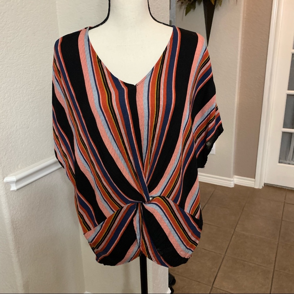 Sandy & Sid multi colored striped blouse top Size M
